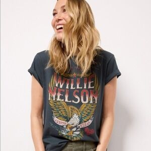 Daydreamer Willie Nelson Abbott Texas Eagle Graphic Tee Blue Green Small USA
